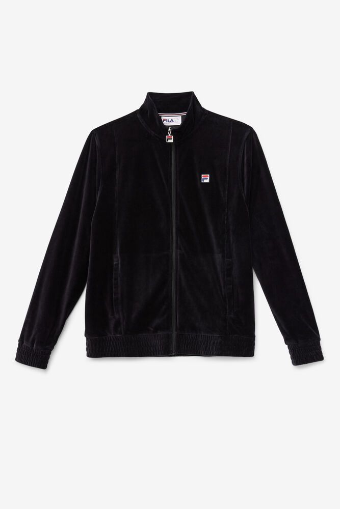 Fila O-fit Velour Black Jacket Mens - NZ 48025-APIS